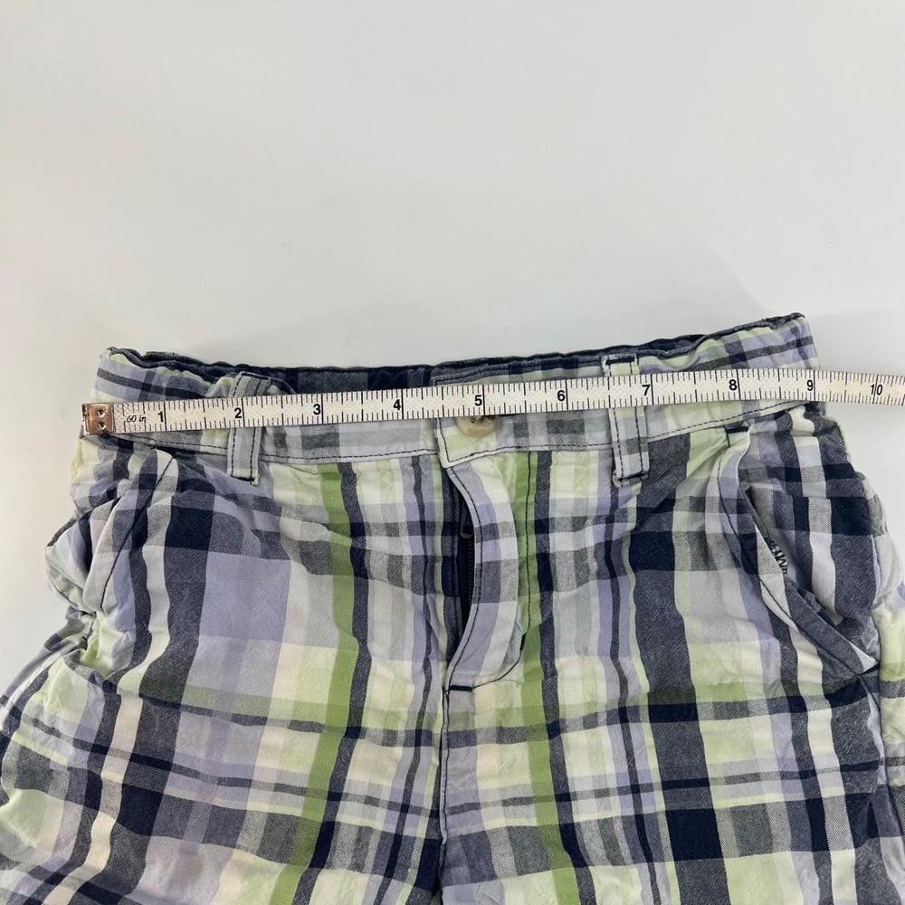 Janie and Jack Plaid Shorts Kids 18-24 Months Green Blue White Button Fly - Picture 6 of 7